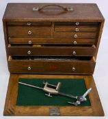 Wooden Neilson Toolbox Chest Cabinet, 8 drawers full of fly-tying materials and tools, and a good