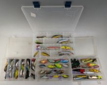 4x boxes of plastic plug lures, sizes up to 13cm, makers include Heddon, Yo-zuri, Jitter Bugs,