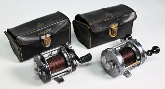 2x ABU Ambassadeur multiplier reels to include 6000C foot stamped 097100 in black finish, heavy wear