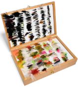 Ron Thompson 4-side wooden fly box with foam lining, 11 ½