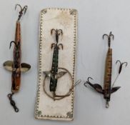 3x Hardy Bros Quill Lures, a rare 2