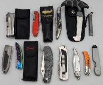 A collection of Fishing Knives, Pocket Knifes, Torch, Saw. Over 18 collection or age verification