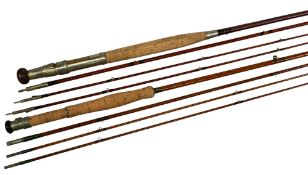 J Bernard & Son Ltd Pall Mall, London SW1, split cane trout fly rod No 10704, 9ft 9