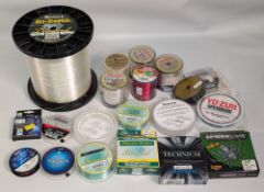Nylon Fishing Lines: a good mixed lot, used and unused, to include a large reel of Momis Hi catch