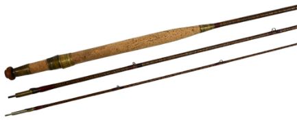 Foster Bros Ashbourne split cane fly rod with diamond pattern wire finish, 11ft 3pc, brass sliding