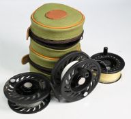 Greys GLA 100 fly reel in black finish with 1x spare spool, with rear adjuster, comes with pouch for