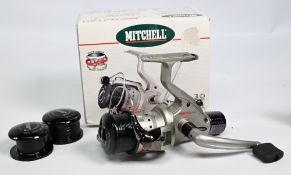 Mitchell Match 403 fixed spool reel, instant anti reverse, good bail, rear tensioner with 2 spare