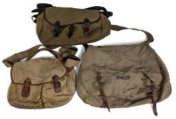 3x Fishing Sholder Bags, to include a Brady canvas bag with leather trim zip pockets, wide webbing