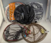 Fishing Landing Net Heads and Keep Nets, to include net heads by Dinsmores, Shakespeare, Daiwa,