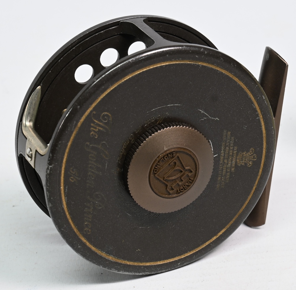 Hardy Bros "The Golden Prince" 5/6 alloy trout fly reel, 3" ventilated spool, 2 screw latch, brown - Image 2 of 2