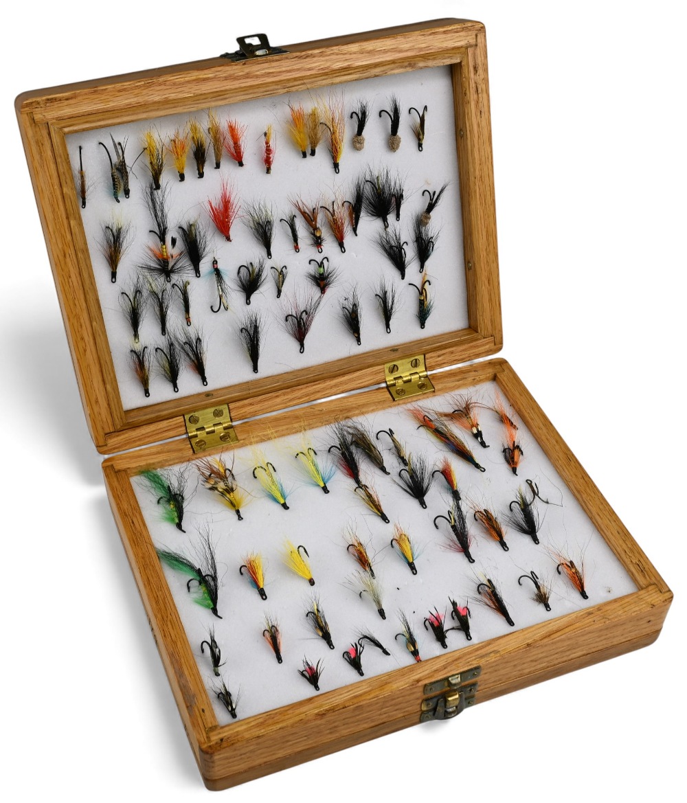 A six layer wood salmon fly box made by G Abel, Turriff. Retailed by Hendersons of Turriff. 10" x - Image 2 of 3