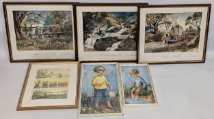 Collection of Fishing Themed Prints, three are signed limited editions by Norman Thelwell - The