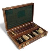 Wooden case Gun Barrel Cleaning Set, made in Britain - a good-looking case with brass accessories