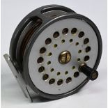 Sharpes of Aberdeen "The Gordon" alloy salmon fly reel, 4" ventilated wide spool, reverse taper