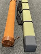 Fishing Rod Travel Storage Cases: a good Orvis case with shoulder strap 160 cm long, plus a