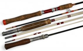Spinning and Fly rods as follows: Steel Bristol 3pc rod, unusual (needs attention to mid section),