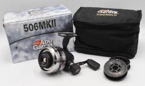 ABU Sweden 506 Mk II closed face spinning reel appears to run well, in original case/box with 2x
