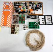 Plastio floating lifebuoy light, appears unused in maker's box, a 3-layer wooden fly box holding