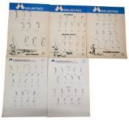 A collection of Mustad Salesman's hook range for coarse hooks, sea hooks and fly hooks. 5 complete