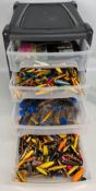 Plastic Storage Trays full of Devons and Minnow Lures, assorted makes, wood metal and plastic