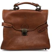 The Old Angler London Leather Bag Briefcase, made in Italy with fabric lining, #size 32cm x 32cm