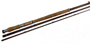 David Horne hollow glass salmon fly rod, 13ft 3pc, line 10#, 26