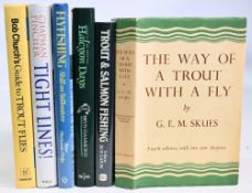 6x hardcover fishing books to include The Way of a Trout with a Fly 1961 G E M Skues, Trout and