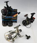 Shimano Carbomatic GT 3000X fighting drag reel, with 2 spare spools, instructions, and box, a
