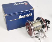 Penn 112H 3/0H Special Senator Big Game multiplier reel stamped 30-66, in red and chrome