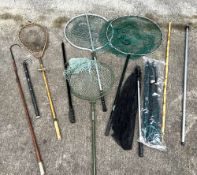 Fishing Landing Net, salmon tailer, fishing extendable gaff, to include a gye net, bamboo net