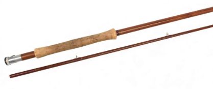 A scarce B James & Sons England, hollow glass trout fly rod, 9ft 6