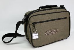 Vision fly reel carry case, padded movable internal dividers, carry strap and handle, little used