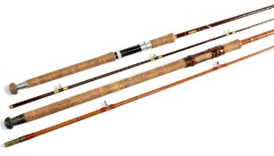Hardy Fibalite spinning rod, 8' 2 piece hollow glass, 7/8lb, cork handle, screw reel fittings,