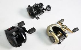 3x Various multiplier reels to inc' ABU Ambassadeur Lite Plus foot stamped 90-0-90-9 in black