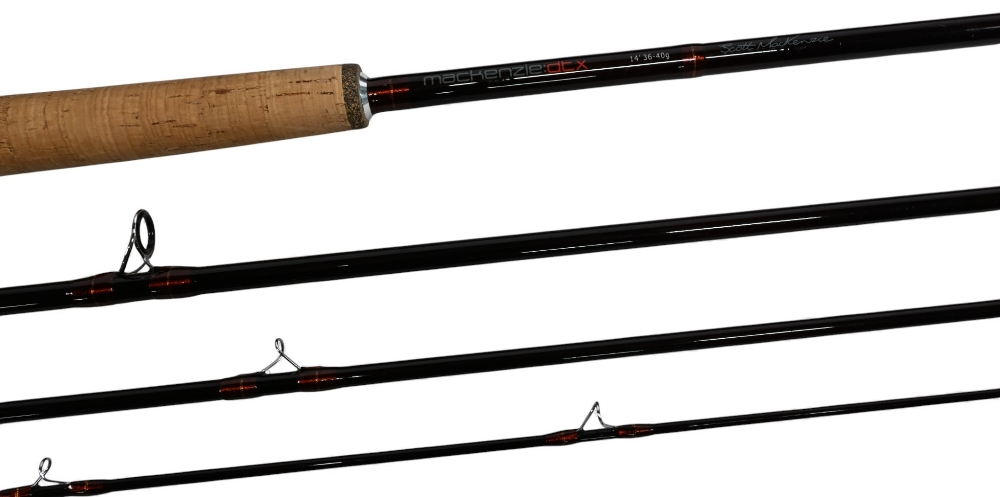 A fine Mackenzie DTX Scott Mackenzie carbon salmon fly rod, 14ft 4pc line 36-40g, 24" handle with - Image 2 of 3