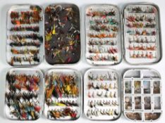 4x classic Wheatley fly boxes, one containing single/double hook salmon flies, some tied with Jungle