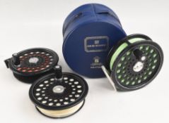 Hardy Bros Ultralite Disc 8/9# alloy trout fly reel with 2 spare spools, 3 ¾
