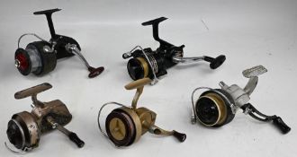 A collection of fixed spool reels, as follows: J W Young 
