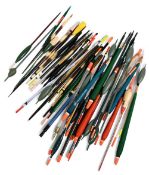 Clear Tube with over 30 various floats by Mass, Middy, Britannia and Peter Drennan. Red Tube with