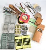 Mixed collection of fly fishing accessories including 3 x Wheatley alloy boxes, one by Hardy, a 16