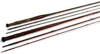 Turnbull, Princess Street, Edinburgh, greenheart fly rod No 50 Patent 9421 9ft 3pc brass reel