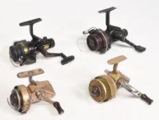 4x Fixed spool reels to incl an Ambidex No1 casting reel, another Ambidex reel (broken bail arm),