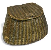 Fine brass antique novelty creel Vesta Match safe case, good hinge and catch. Very nice