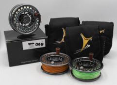 Vosseller made in Germany DC4 alloy fly reel with 2 spare spools, 3 ½