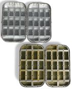 Wheatley Slim Alloy 1609 double dry fly tin, 32 windows with latch. Wheatley Slim Alloy 1609