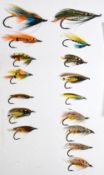 Selection of 21x attributed Megan Boyd Salmon flies fully dressed single hook examples from sizes