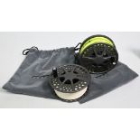 Lamson USA Konic 3.5 alloy salmon fly reel with spare spool, 3 ¾" ventilated wide spool, black