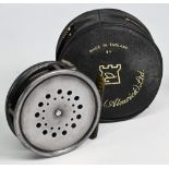Hardy Bros "The Perfect" alloy trout fly reel, 3 1/8" ventilated spool with brown handle, milled rim