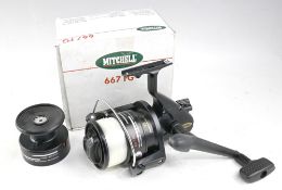 Garcia Mitchell 410 high speed spinning reel, good condition with spare spool in case, a Garcia