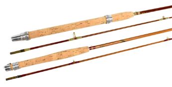 Millwards England Coltcraft split cane trout fly rod, 8ft 2pc No 56712, alloy sliding reel